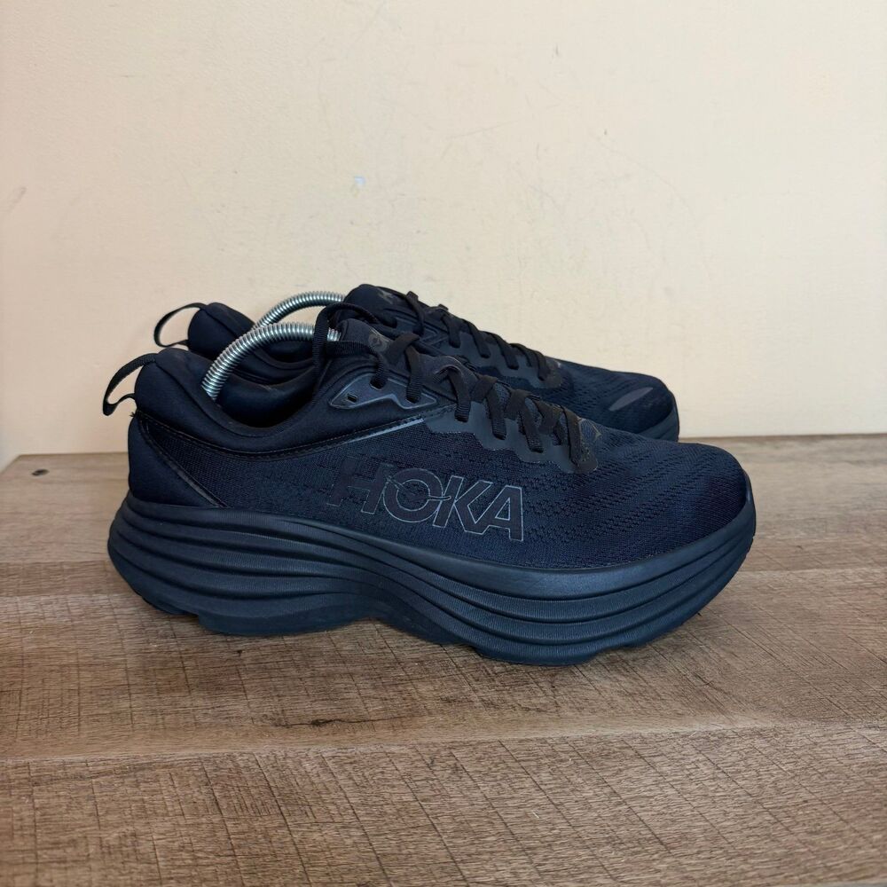 Hoka Bondi 8 men’s triple Black Athletic Running Shoes size 11D